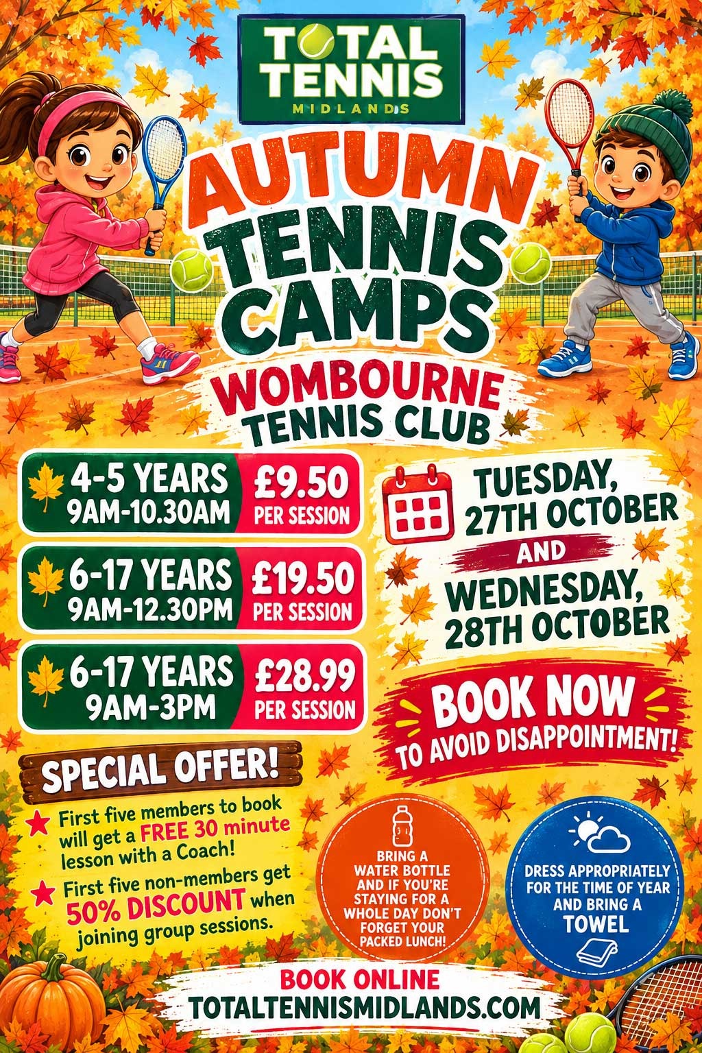 Total Tennis Midlands - Autumn Camps